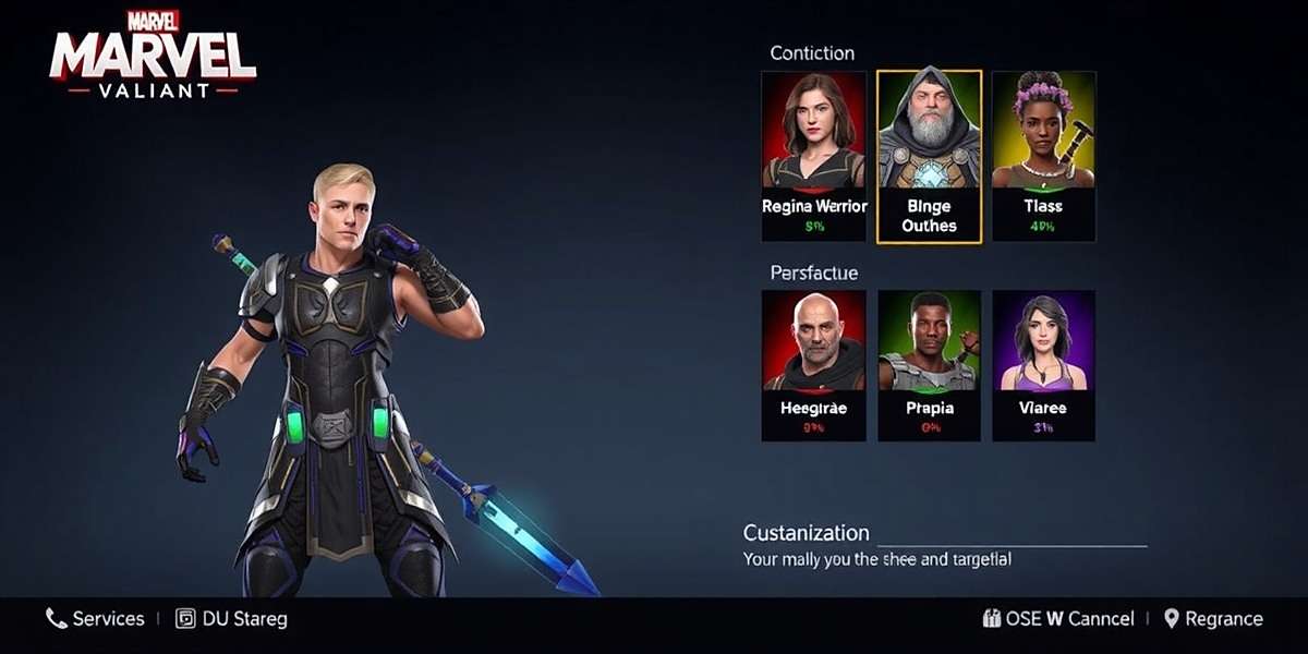 Mace Marvel Valiant character customization screen showing different regional warrior classes